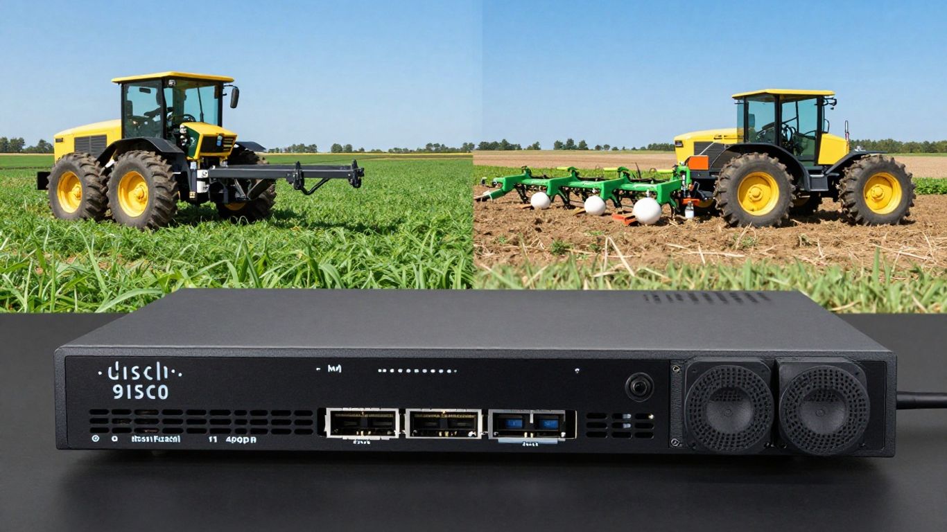 Cisco 9130 device in networking and agricultural settings.